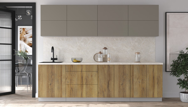 Изображение товара Кухонный гарнитур Интерлиния Мила Матте 2.7 А (луна/дуб вотан/опал светлый)