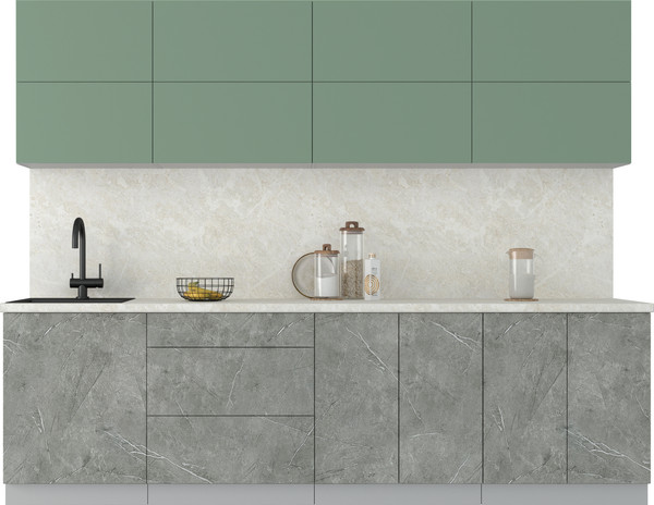 Изображение товара Кухонный гарнитур Интерлиния Мила Матте 2.7 А (мята/керамика/опал светлый)