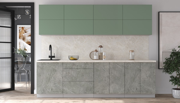 Изображение товара Кухонный гарнитур Интерлиния Мила Матте 2.7 А (мята/керамика/опал светлый)