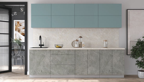 Изображение товара Кухонный гарнитур Интерлиния Мила Матте 2.7 А (океан/керамика/опал светлый)