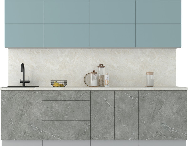 Изображение товара Кухонный гарнитур Интерлиния Мила Матте 2.7 А (океан/керамика/опал светлый)