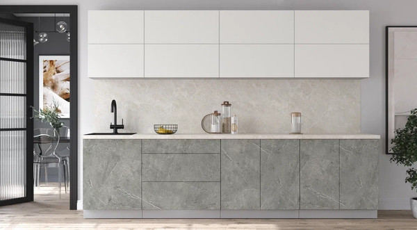 Изображение товара Кухонный гарнитур Интерлиния Мила Матте 3.0 А (белый/керамика/опал светлый)