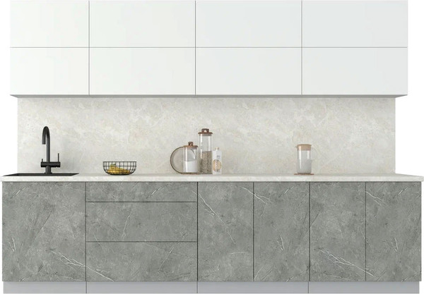 Изображение товара Кухонный гарнитур Интерлиния Мила Матте 3.0 А (белый/керамика/опал светлый)