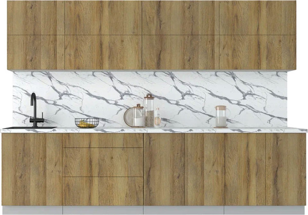Изображение товара Кухонный гарнитур Интерлиния Мила Матте 3.0 А (дуб вотан/дуб вотан/белый гранит)