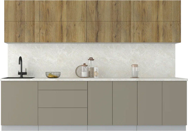 Изображение товара Кухонный гарнитур Интерлиния Мила Матте 3.0 А (дуб вотан/луна/опал светлый)