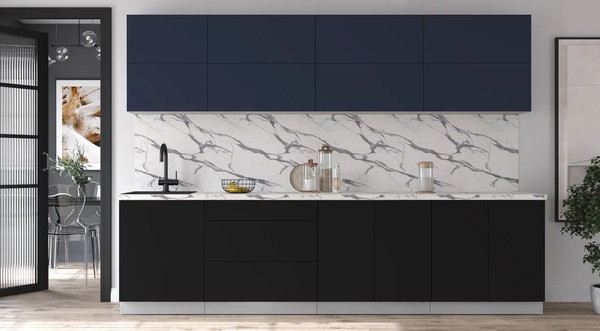 Изображение товара Кухонный гарнитур Интерлиния Мила Матте 3.0 А (индиго/черный/белый гранит)