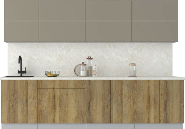 Изображение товара Кухонный гарнитур Интерлиния Мила Матте 3.0 А (луна/дуб вотан/опал светлый)