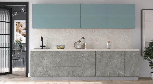 Изображение товара Кухонный гарнитур Интерлиния Мила Матте 3.0 А (океан/керамика/опал светлый)