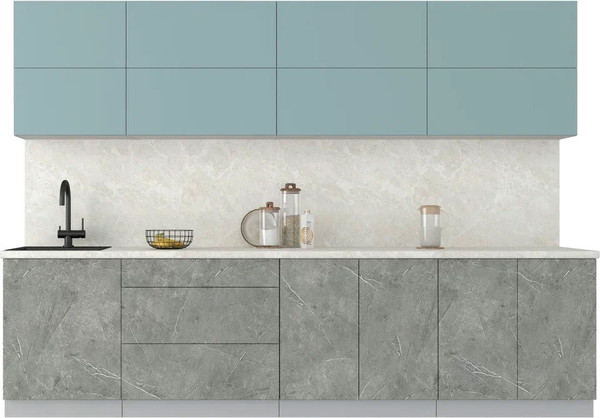 Изображение товара Кухонный гарнитур Интерлиния Мила Матте 3.0 А (океан/керамика/опал светлый)