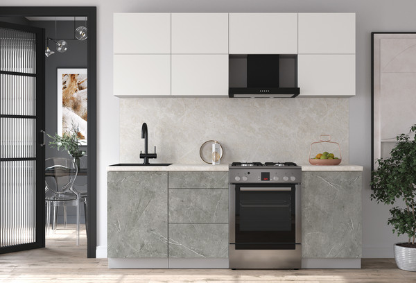 Изображение товара Кухонный гарнитур Интерлиния Мила Матте 2.1 Б (белый/керамика/опал светлый)