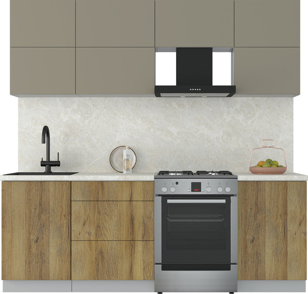 Изображение товара Кухонный гарнитур Интерлиния Мила Матте 2.2 Б (луна/дуб вотан/опал светлый)