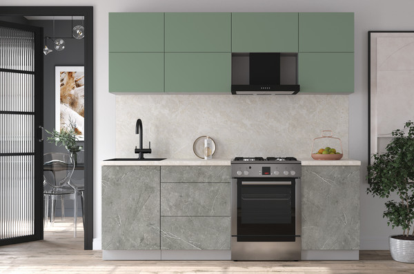 Изображение товара Кухонный гарнитур Интерлиния Мила Матте 2.2 Б (мята/керамика/опал светлый)