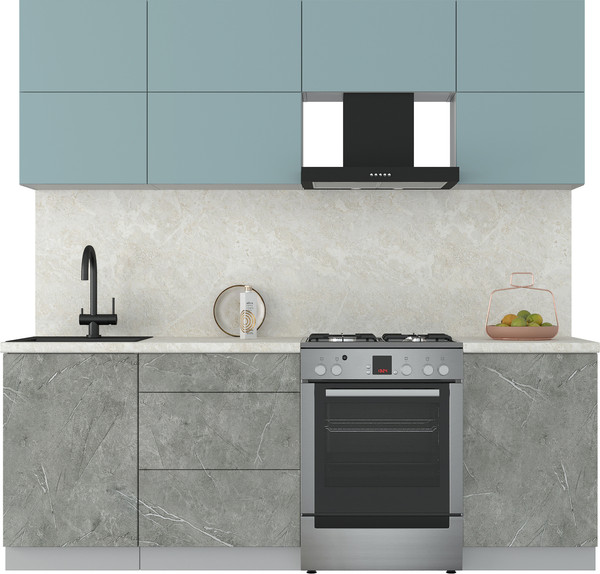 Изображение товара Кухонный гарнитур Интерлиния Мила Матте 2.2 Б (океан/керамика/опал светлый)