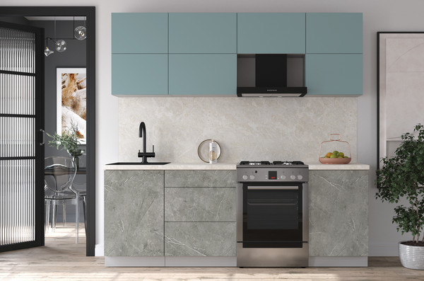 Изображение товара Кухонный гарнитур Интерлиния Мила Матте 2.2 Б (океан/керамика/опал светлый)