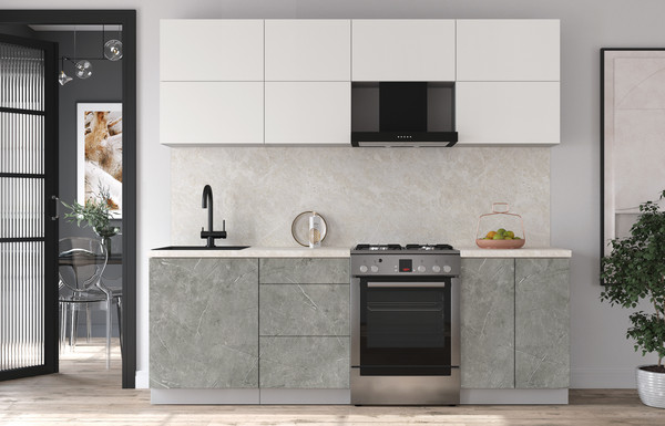 Изображение товара Кухонный гарнитур Интерлиния Мила Матте 2.3 Б (белый/керамика/опал светлый)