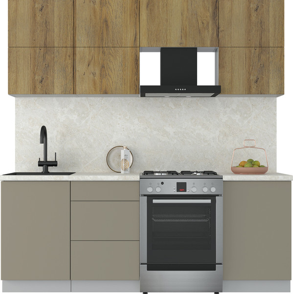 Изображение товара Кухонный гарнитур Интерлиния Мила Матте 2.1 Б (луна/дуб вотан/опал светлый)