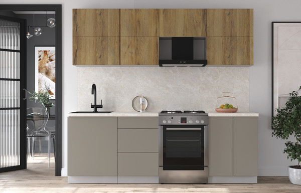 Изображение товара Кухонный гарнитур Интерлиния Мила Матте 2.3 Б (дуб вотан/луна/опал светлый)