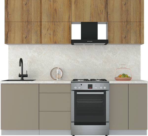 Изображение товара Кухонный гарнитур Интерлиния Мила Матте 2.3 Б (дуб вотан/луна/опал светлый)