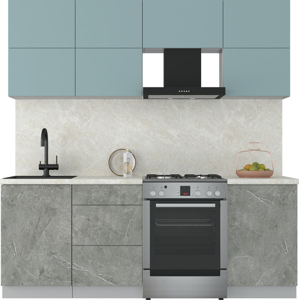 Изображение товара Кухонный гарнитур Интерлиния Мила Матте 2.1 Б (океан/керамика/опал светлый)