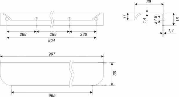 Изображение товара Ручка для мебели Boyard RT810BL.1/864/1000