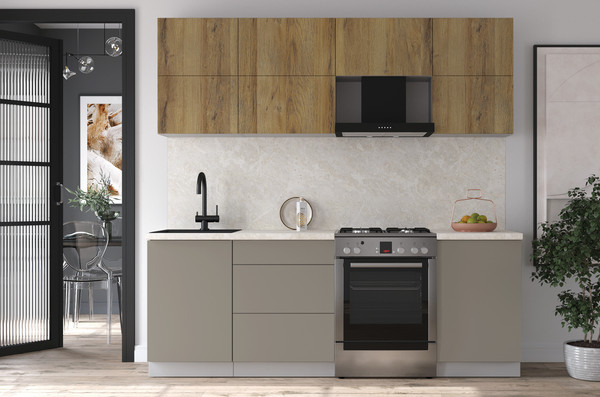 Изображение товара Кухонный гарнитур Интерлиния Мила Матте 2.2 Б (дуб вотан/луна/опал светлый)