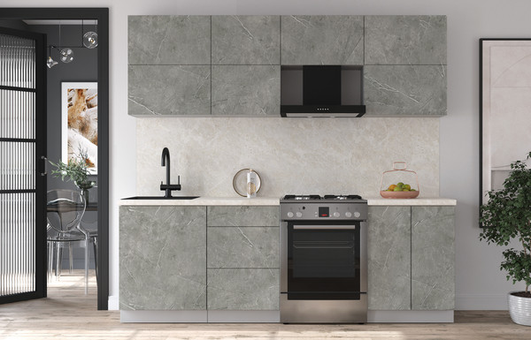 Изображение товара Кухонный гарнитур Интерлиния Мила Матте 2.3 Б (керамика/керамика/опал светлый)