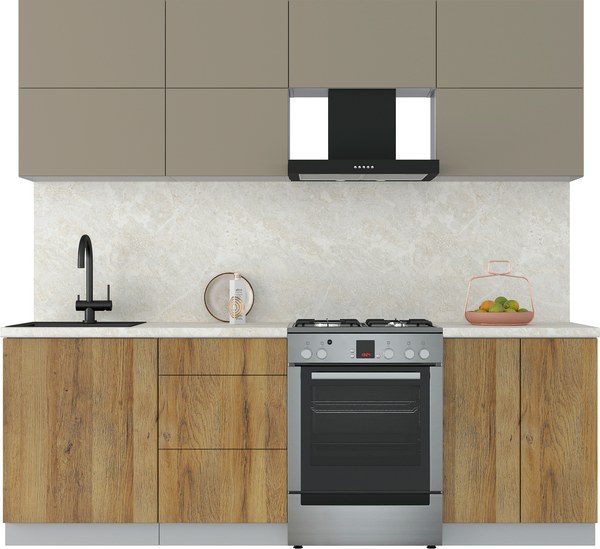 Изображение товара Кухонный гарнитур Интерлиния Мила Матте 2.3 Б (луна/дуб вотан/опал светлый)