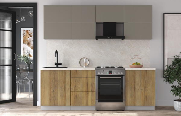 Изображение товара Кухонный гарнитур Интерлиния Мила Матте 2.3 Б (луна/дуб вотан/опал светлый)