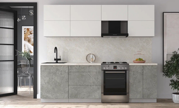 Изображение товара Кухонный гарнитур Интерлиния Мила Матте 2.5 Б (белый/керамика/опал светлый)