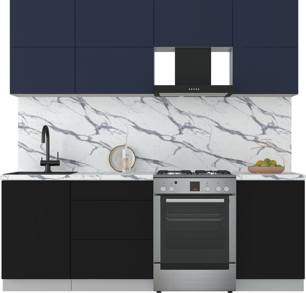 Изображение товара Кухонный гарнитур Интерлиния Мила Матте 2.2 Б (индиго/черный/белый гранит)