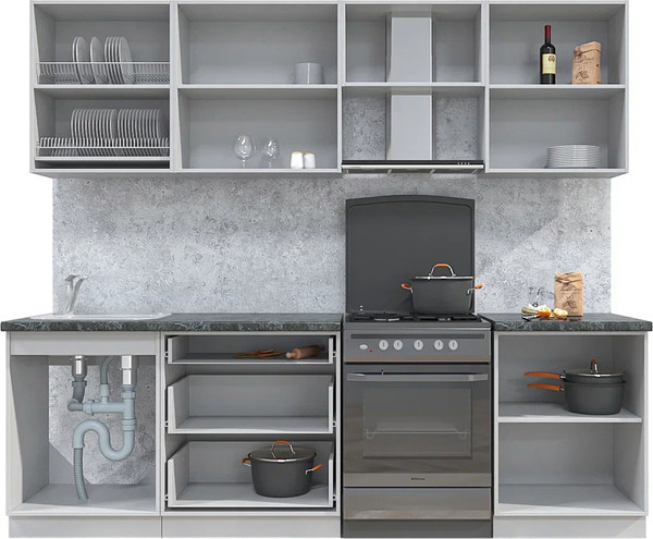 Изображение товара Кухонный гарнитур Интерлиния Мила Матте 2.5 Б (дуб вотан/луна/опал светлый)