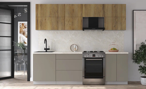 Изображение товара Кухонный гарнитур Интерлиния Мила Матте 2.5 Б (дуб вотан/луна/опал светлый)