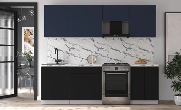 Изображение товара Кухонный гарнитур Интерлиния Мила Матте 2.5 Б (индиго/черный/белый гранит)