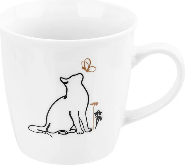 Изображение товара Кружка Elan Gallery Кот и бабочка / 230243 (New Bone China)
