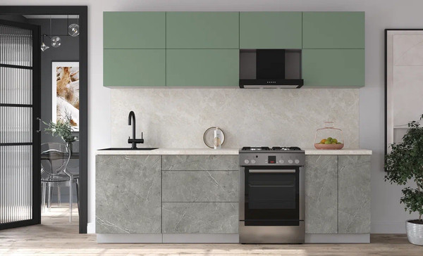 Изображение товара Кухонный гарнитур Интерлиния Мила Матте 2.5 Б (мята/керамика/опал светлый)