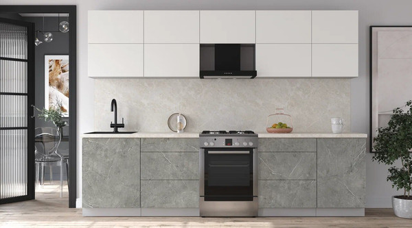 Изображение товара Кухонный гарнитур Интерлиния Мила Матте 2.9 Б (белый/керамика/опал светлый)