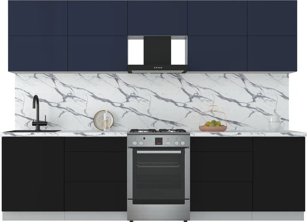 Изображение товара Кухонный гарнитур Интерлиния Мила Матте 2.9 Б (индиго/черный/белый гранит)