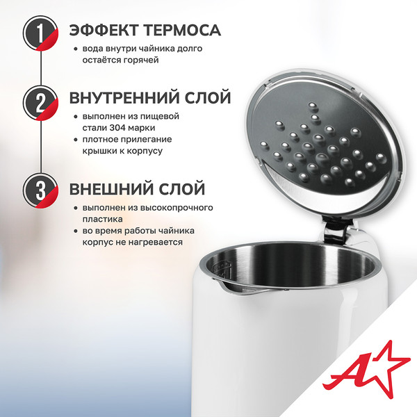 Изображение товара Электрочайник Atlanta ATH-2539 (белый)