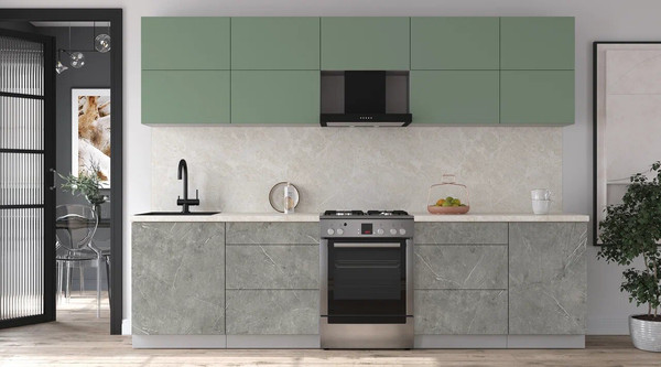 Изображение товара Кухонный гарнитур Интерлиния Мила Матте 2.9 Б (мята/керамика/опал светлый)