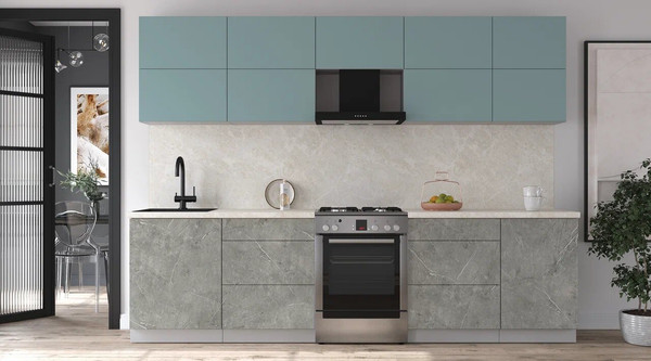 Изображение товара Кухонный гарнитур Интерлиния Мила Матте 2.9 Б (океан/керамика/опал светлый)