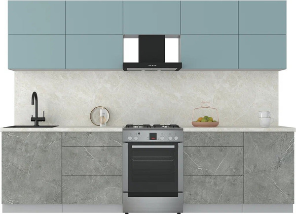 Изображение товара Кухонный гарнитур Интерлиния Мила Матте 2.9 Б (океан/керамика/опал светлый)