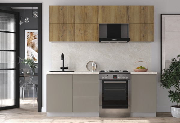 Изображение товара Кухонный гарнитур Интерлиния Мила Матте 2.1 Б (дуб вотан/луна/опал светлый)