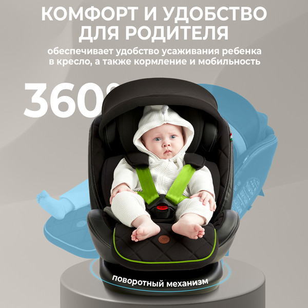 Изображение товара Автокресло Sweet Baby Suburban 360 Isofix 0-36 (черный/зеленый)