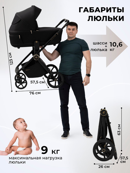 Изображение товара Детская универсальная коляска Sweet Baby Stella Plus Therma 2в1 (черный)