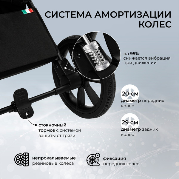 Изображение товара Детская универсальная коляска Sweet Baby Nuvola 2в1 (Moon Black)