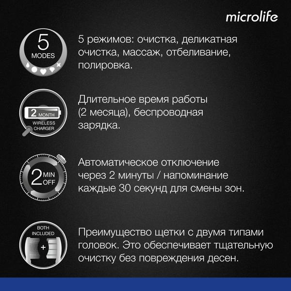 Изображение товара Звуковая зубная щетка Microlife Clean S5