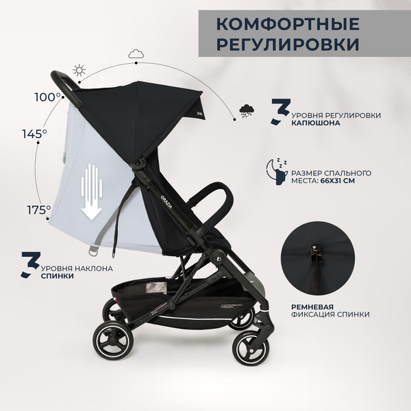 Изображение товара Детская прогулочная коляска Sweet Baby Grazia (черный)