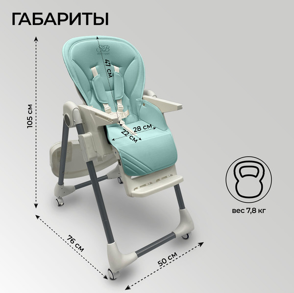 Изображение товара Стульчик для кормления Sweet Baby Roma (бирюзовый)