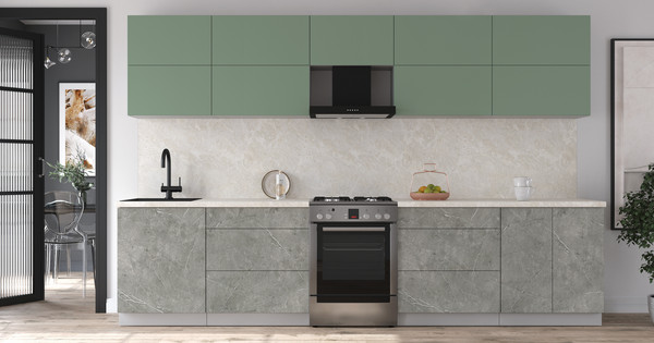 Изображение товара Кухонный гарнитур Интерлиния Мила Матте 3.3 Б (мята/керамика/опал светлый)