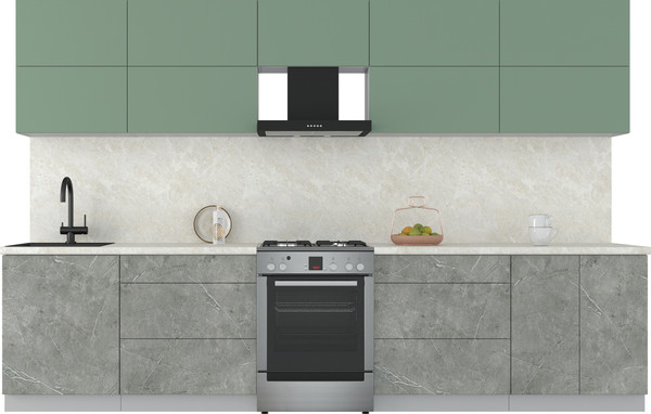 Изображение товара Кухонный гарнитур Интерлиния Мила Матте 3.3 Б (мята/керамика/опал светлый)